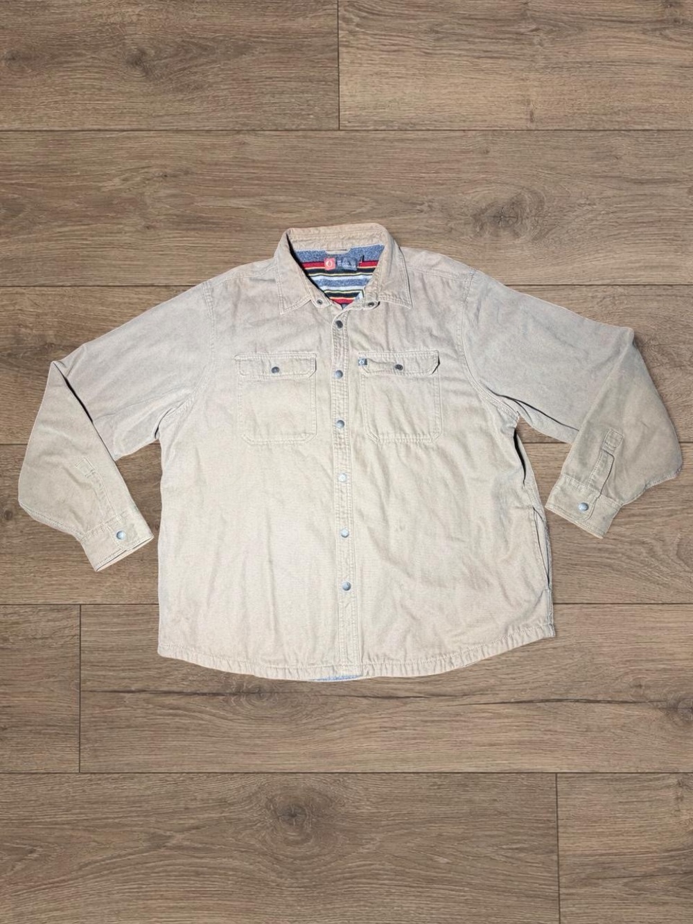 Men's Casual Button-Front Shirt Jacket in Light Beige